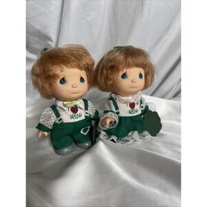 1989 Vintage Precious Moments 'I Love The Irish' Doll Set St. Patrick's Day 5.5"